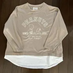 PEANUTS 長袖カットソー ベージュ コミックプリント