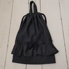 持ち手付き巾着袋　デニム