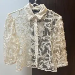 ⭐︎翌日発送可⭐︎新品未使用！ZARA (Lサイズ)アイボリー シースルーシャツ