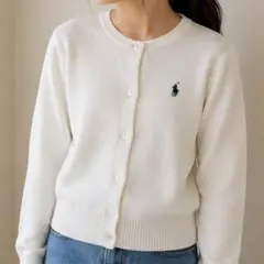 Ralph Lauren ラルフローレン カーディガン クルーネック　ホワイト