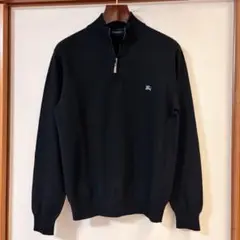 BURBERRY ハーフジップ ニット 羊毛&カシミヤセーターBLACK L