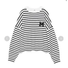 ミラオーウェン　トレーナー見えニット　ボーダー