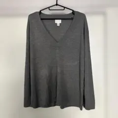 H&M グレー Vネック 長袖ニット Mサイズ