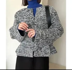 新品★タグ付★【mystic】メランジペプラムカーディガン(ブラック）