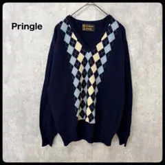 # Pringle カシミヤ 100% アーガイルセーター ネイビーのサムネイル