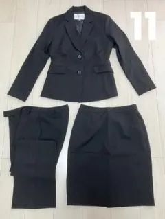 GLACIER 黒ストライプ ビジネス 面接 スーツ 3点 使用感無美品のサムネイル