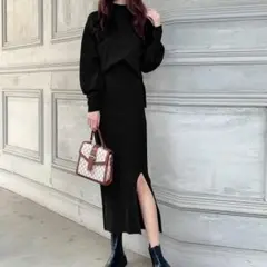 GRL グレイル　マトンスリーブトップス×スカートニットセットアップ