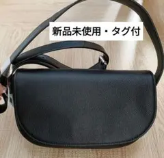GU【新品】レザーミニショルダーバッグ　ブラック　本革