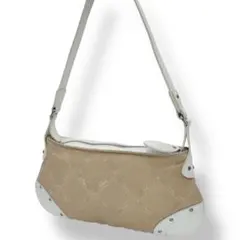 ロンシャン　ワンショルダーバッグ　キャンバス　レザー　肩掛け　ロゴ