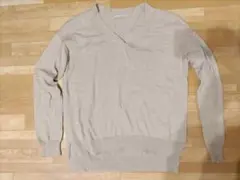 オペークドットクリップ ニット セーター Vネック 薄手 ベージュ M