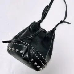 ZARA スタッズ付き ブラックショルダーバッグ