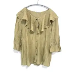 ☆NICE CLAUP コンティニューデナイスクラップ フリルブラウス F 黄緑