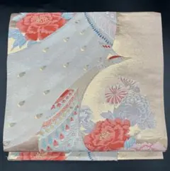 高級 正絹 袋帯 礼装 フォーマル 洒落帯　金糸　花柄　孔雀　358