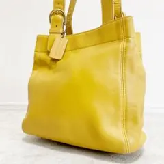 美品✨オールドコーチ　トートバッグ　レザー　希少カラー　イエロー　4157