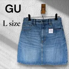 新品タグ付 GU ジーユー デニムミニスカート インディゴブルー L Aライン