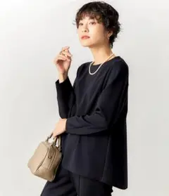 UVカット・接触冷感 ダンボール バックスリットブラウス ネイビー 38のサムネイル