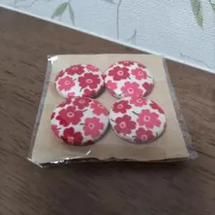 北欧風　花柄　マグネット　赤
