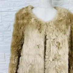 ムルーア ノーカラー フェイクファーコート M【127-45】