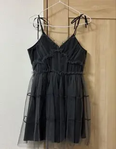 チュールキャミワンピース フリル レース フリーサイズ