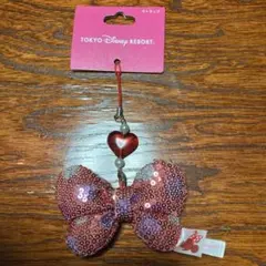 東京ディズニーリゾート　ミニー　スパンコール　リボン　キーホルダー　ストラップ
