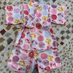 甚平　女の子　ピンク　紫　上下セット　90
