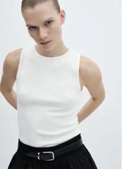 MANGO HERNAN ノースリーブニット ホワイトのサムネイル