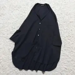 mizuiro ind ミズイロインド ロングシャツ バンドカラー スリッド 紺