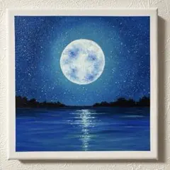 「月夜」アクリル画　絵画　原画　ハンドメイド　アート
