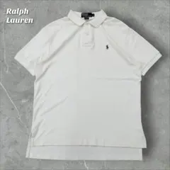 ポロ バイ ラルフローレン 00s ポロシャツ M ホワイト 半袖 刺繍ロゴ