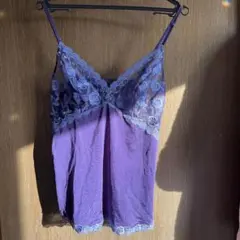 ワコールパープル 花柄レースキャミソール