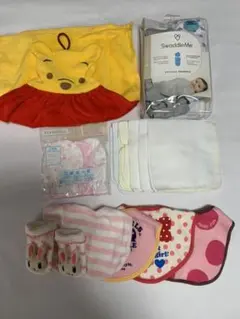 スワドルミー2点新生児靴下1足ガーゼ5枚よだれかけ4点ベビーミトン3組タオル1点