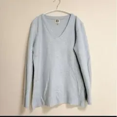 ⋆⸜ 値下げ大歓迎⸝⋆ライトブルー×ラメ Vネック長袖ニット【L】