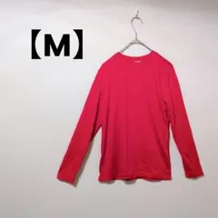 【M】 ノーブランド 赤い長袖Tシャツ 100%ポリエステル