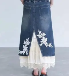 somari imagination レースライナーアシンメトリーデニムスカート