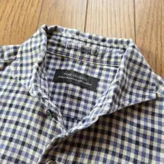ナノユニバース ドレスネル ミニブロックチェック シャツ ブルー
