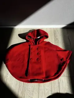 MIKIHOUSE 赤いフード付きポンチョ