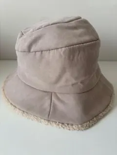 リバーシブル バケットハット 56cm ベージュ、差し込みマフラーセット