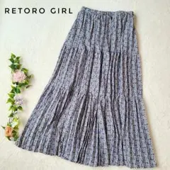 人気ブランド✨レトロガール✨花柄ティア－ドプリーツロングスカート　水色　F