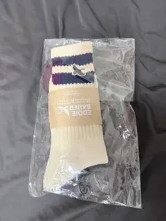 エディ・バウアー ソックス クリーム色 ストライプ