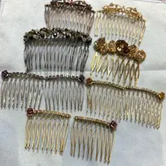 ヘアコーム 髪飾り 9点セット まとめ売り ゴールド シルバー ビジュー ローズ