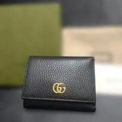 GUCCI　GG ブラックレザー　 三つ折り財布