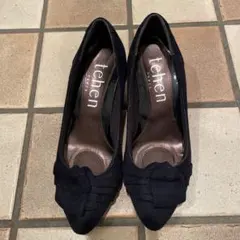 tehen ネイビー スエード パンプス 23.5cm