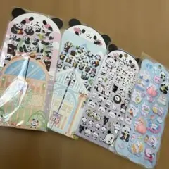 パンダと動物のキャラクターシール4シートセット