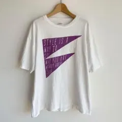 ニコアンド 半袖 Tシャツ M メンズ ビッグプリント 綿 アメカジ 抜け感 白