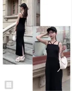 ワンピース　キャミワンピ　パット付き　ブラック　Ｌサイズ　新品未使用