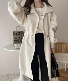 andme ボリューム袖2wayスタンドカラーコート アイボリー / M