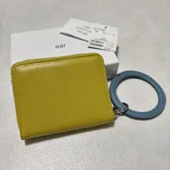 新品 イアパピヨネ レザーリング付き ラウンドミディアム 折り財布 イエローのサムネイル