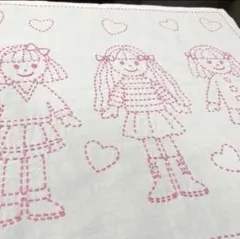 【限定柄】ホビーラホビーレ ☆ ニーナちゃん ハート☆ 刺し子のふきん 完成品のサムネイル