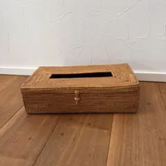 ティッシュボックスケース　アタ　アジア　ベージュ　ラタン
