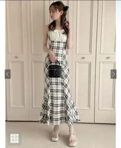 GRL チェック柄キャミソールマーメイドロングワンピース［gn467］Lサイズ